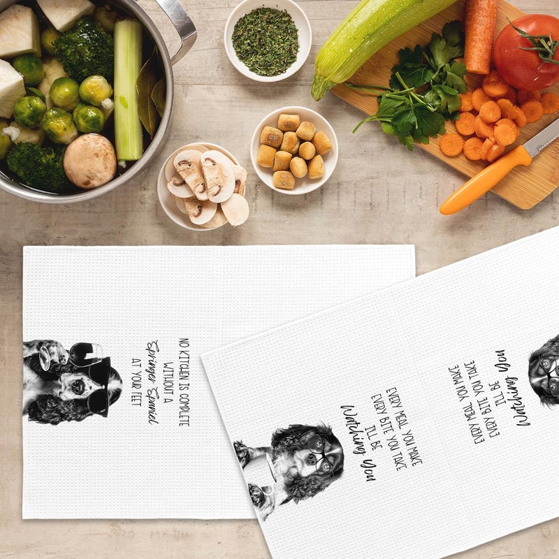 Mcehtle Funny Springer Spaniel Kitchen Towels Set of 2, Dog Kitchen Accessories, Coffee Station Wine Bar Decor, Dog Chef Gift Hand Towel, Dining Room Decorative Tea Towel Dish Towels 16x24 Inch - Image 5